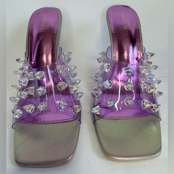 NEW Azalea Wang Women’s Sweet and Sour Chunky Sandals in Purple Size 10 - Picture 7 of 16
